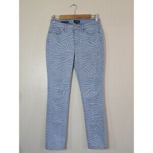 NYDJ Lift & Tuck Tech Jeans Alina Legging Womens Size 2 Blue Zebra Print